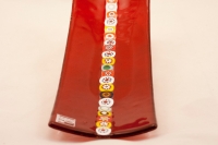 Murano Glass Red Rectangle Murano Glass Tray With Murrine Band
